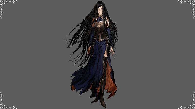 female character with long black hair