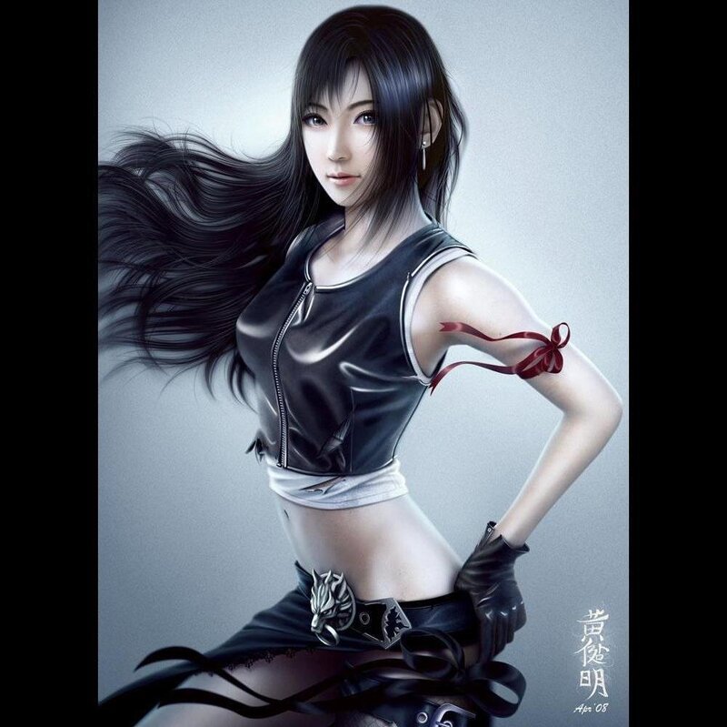 Female Character with Long Hair — Black, Dramatic, Digital Art