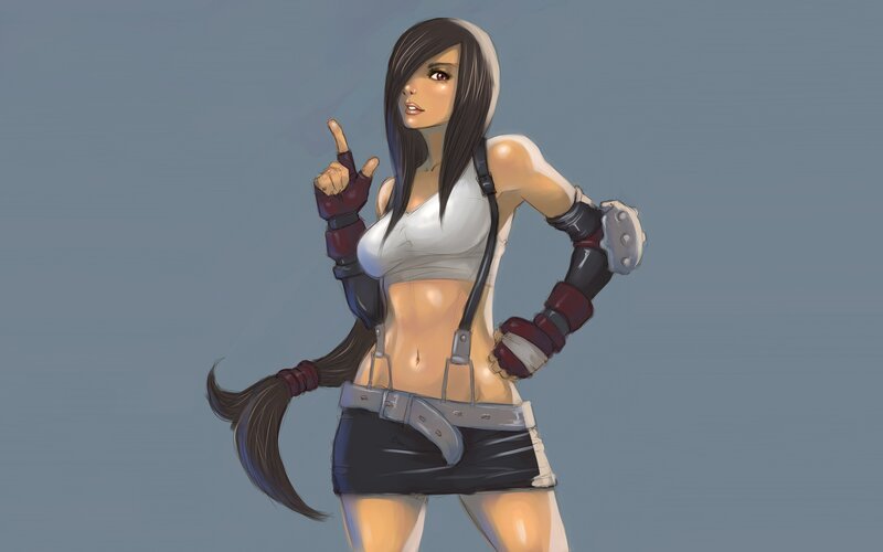 Female Character with Long Hair — Gray, Confident