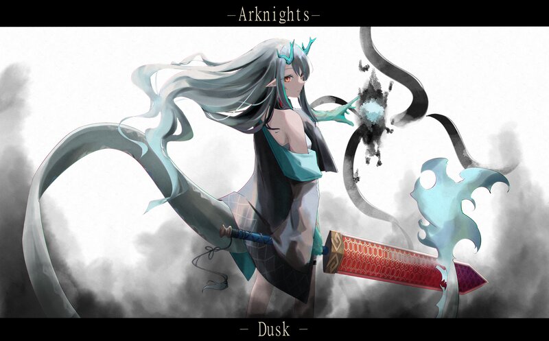 Female Character with Long Hair — Gray, Dramatic
