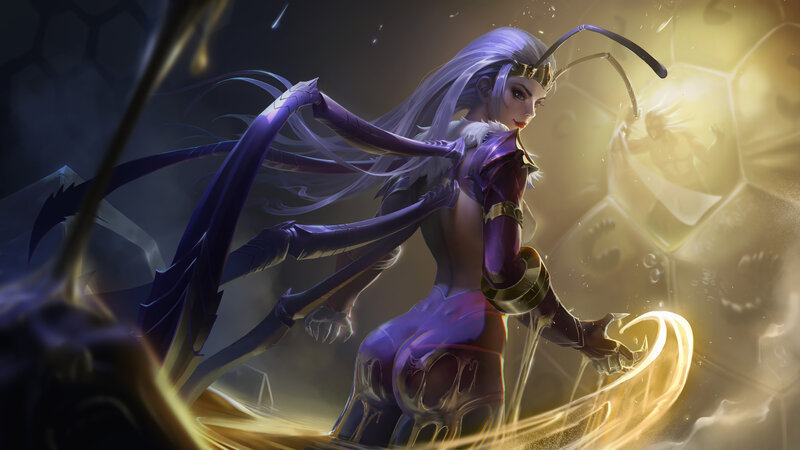 Female Character with Long Hair — Purple, Dramatic, Digital Art, Antennae