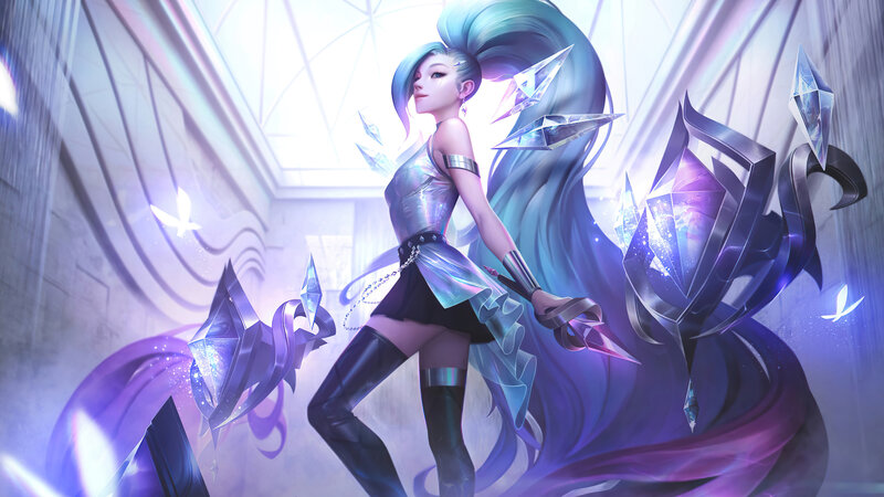 Female Character with Long Hair — Purple, Dramatic, Digital Art, Crystals