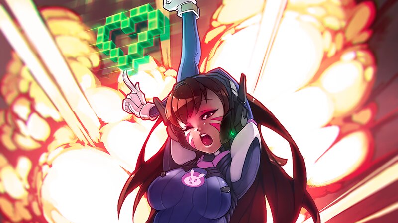 Female Character with Long Hair — Purple, Dramatic, Digital Art, Explosion
