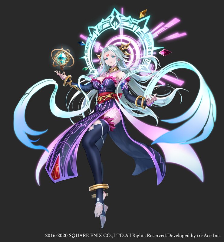 Female Character with Long Hair — Purple, Dramatic, Digital Art, Magic Circle, Crystal Orb