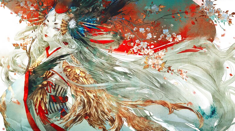 Female Character with Long Hair — Red