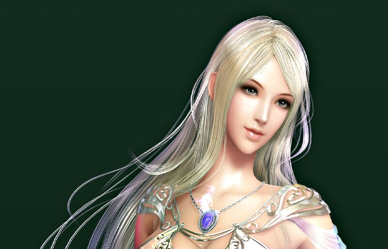 Female Character with Long Hair — White, Calm