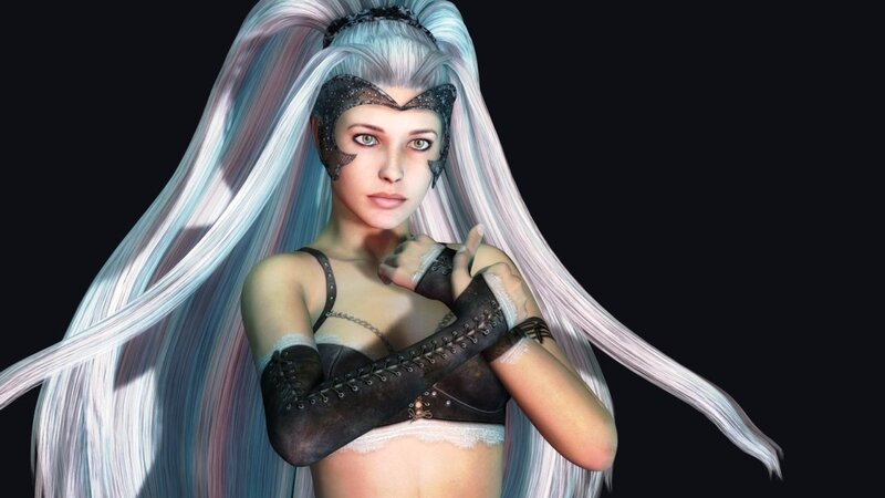 Female Character with Long Hair — White
