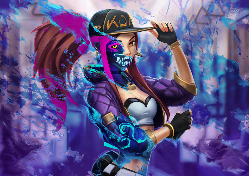 Female Character with Mask — Purple, Dramatic
