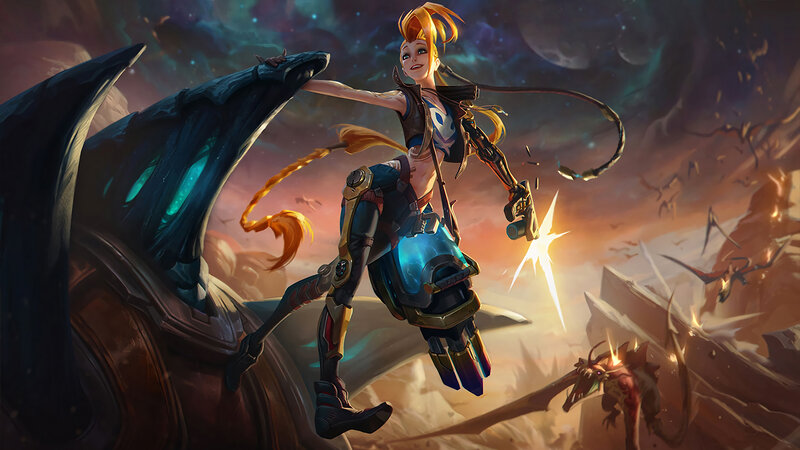 Female Character with Mechanical Arm — Orange