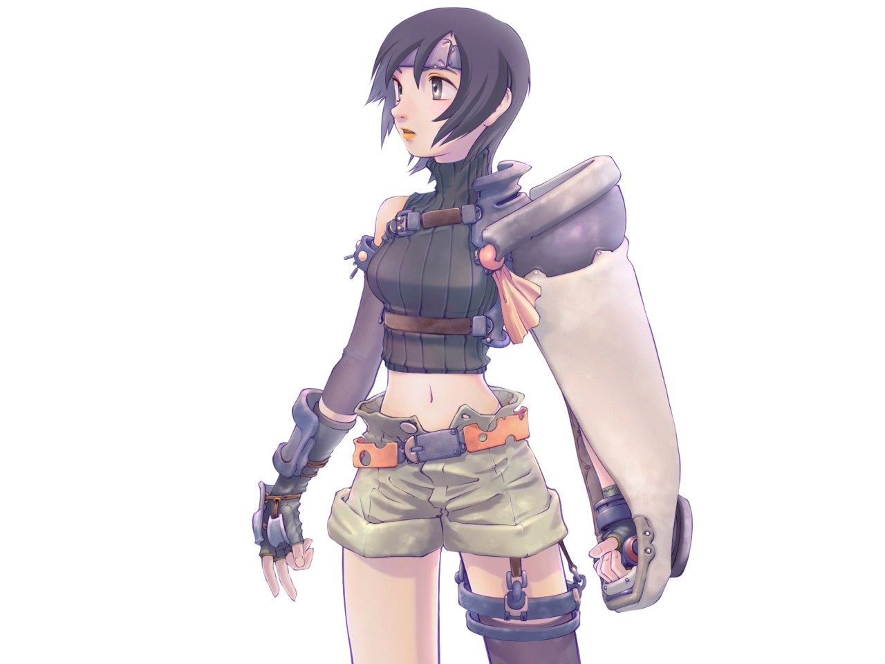 female character with mechanical arm