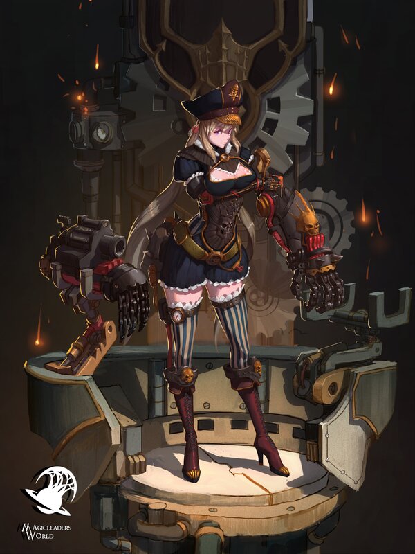 Female Character with Mechanical Arms — Black