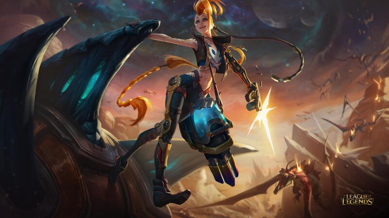 Female Character with Mechanical Wings — Blue