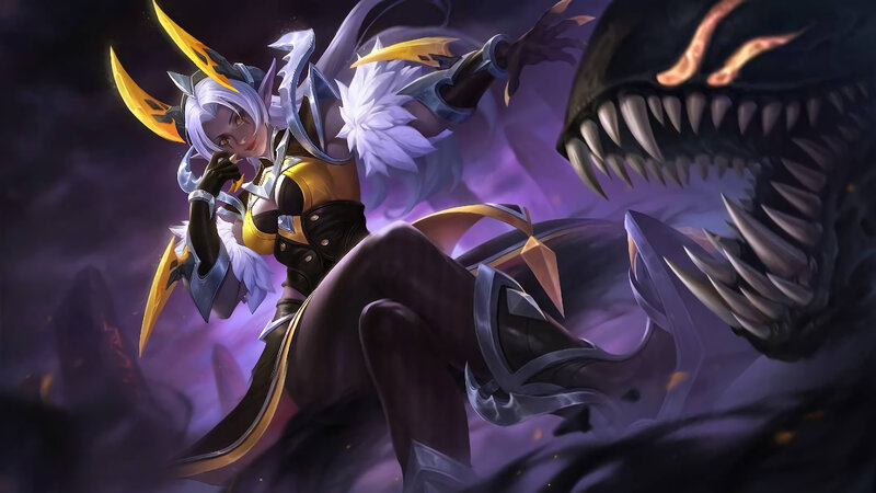 Female Character with Monster — Purple