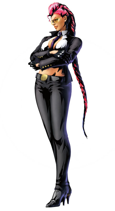 female character with pink hair