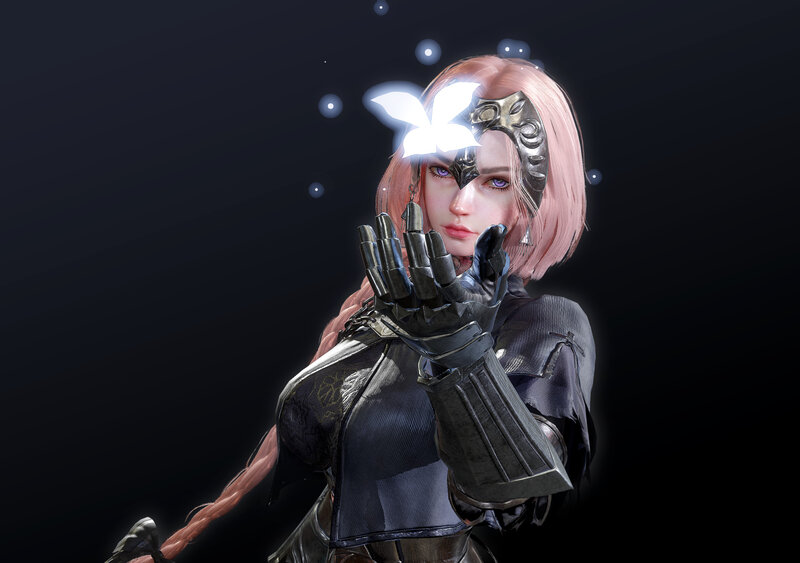Female Character with Pink Hair — Black, Dramatic, Night, 3d Render