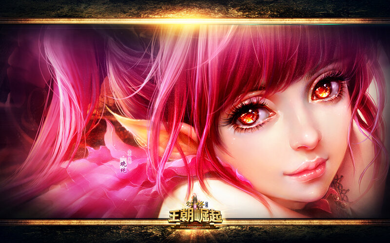 Female Character with Pink Hair — Dramatic, Digital Art, Red Eyes