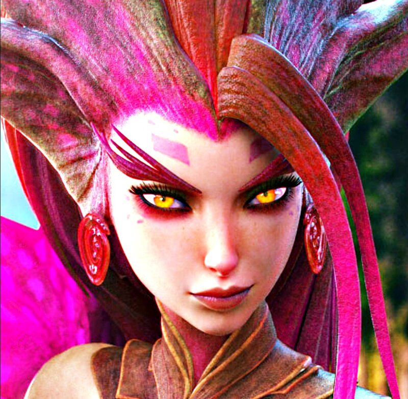 Female Character with Pink Hair — Intense, 3d Render