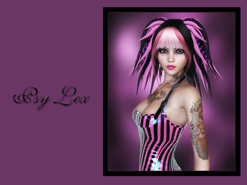 Female Character with Pink Hair — Purple, Dramatic, 3d Render, Tattoos