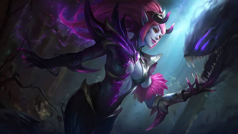 Female Character with Pink Hair — Purple, Dramatic, Digital Art, Monster