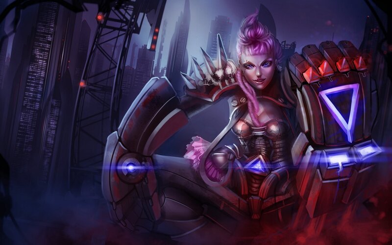 Female Character with Pink Hair — Purple, Dramatic, Night