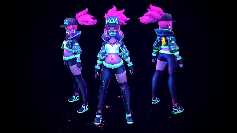 Female Character with Pink Hair — Purple, Energetic, Night
