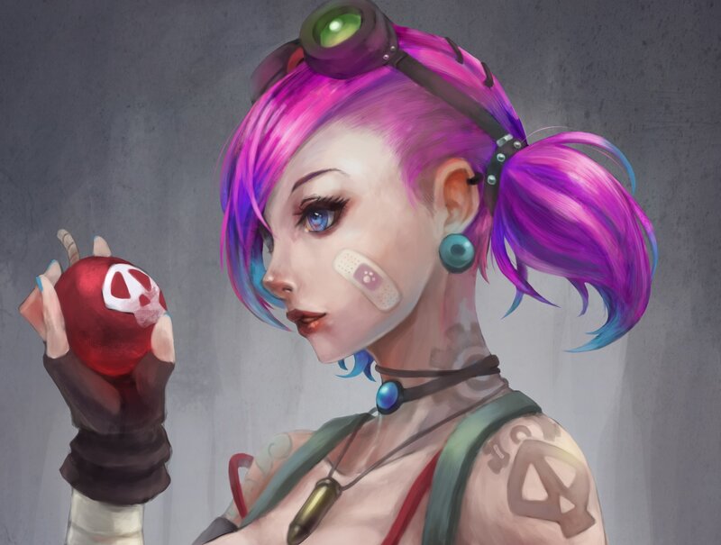 Female Character with Pink Hair — Purple, Playful