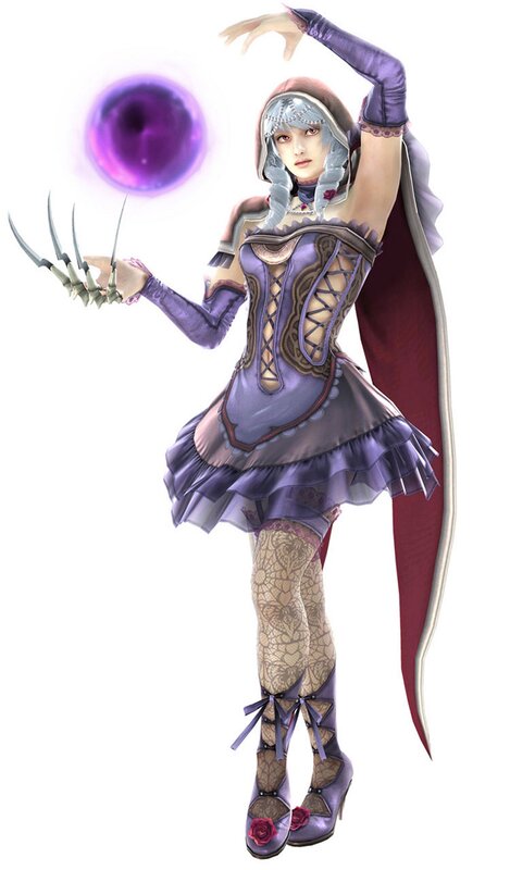 female character with purple dress