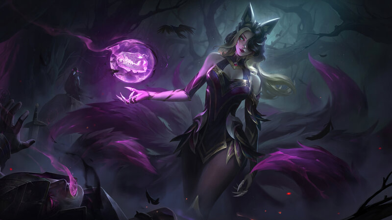 Female Character with Purple Energy — Dramatic, Dark