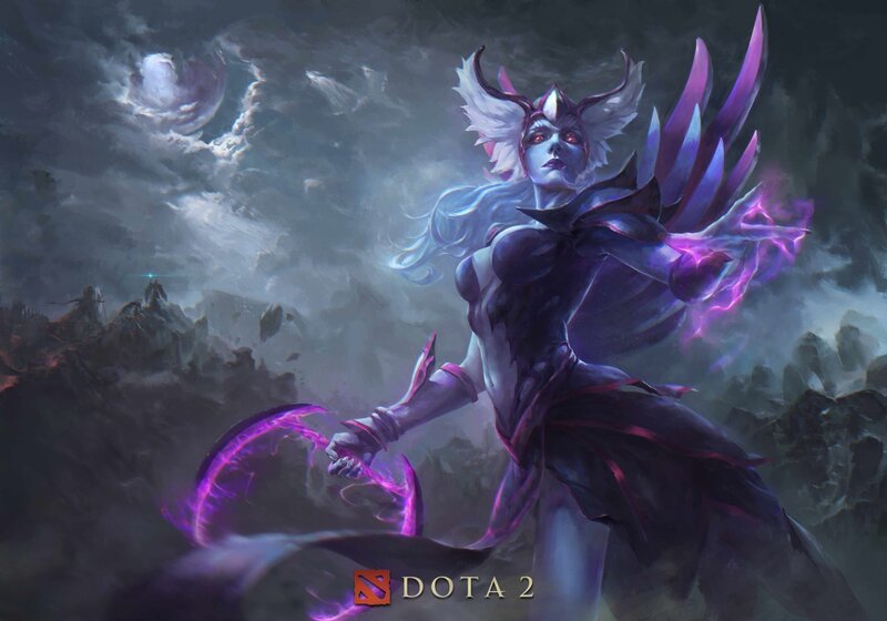 Female Character with Purple Energy — Dramatic, Night