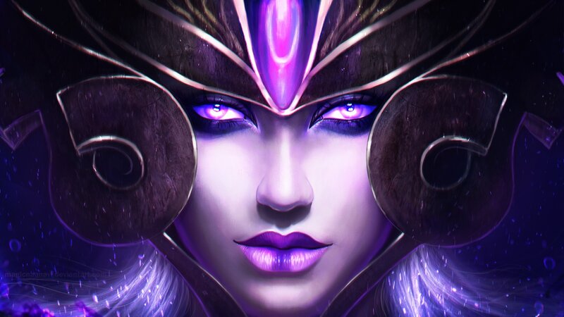 Female Character with Purple Eyes — Dramatic, Night