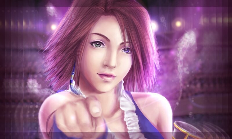 female character with purple hair
