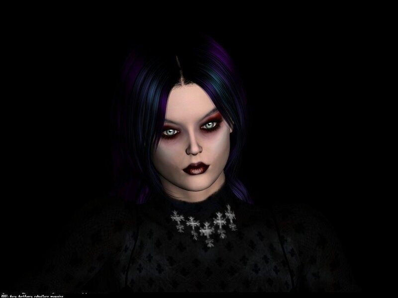 Female Character with Purple Hair — Black, Dramatic