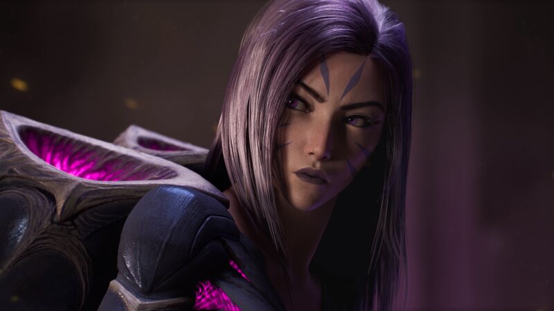 Female Character with Purple Hair — Dramatic, 3d Render, Purple Hair
