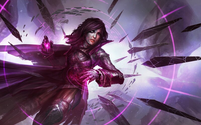 Female Character with Purple Hair — Dramatic, Digital Art, Armor