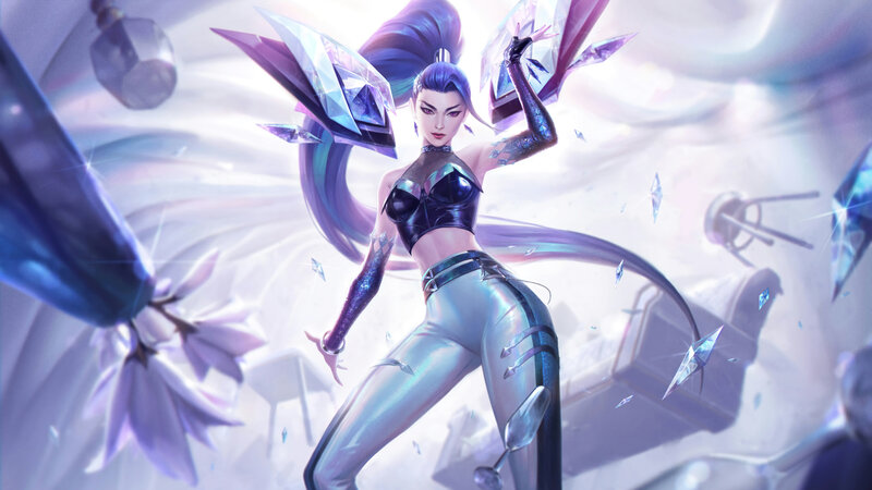 Female Character with Purple Hair — Dramatic, Digital Art, Crystal Shards