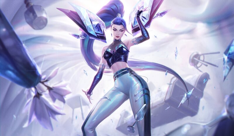 Female Character with Purple Hair — Dramatic, Digital Art, Crystal Wings