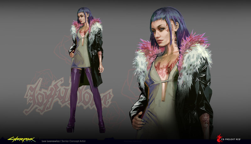 Female Character with Purple Hair — Dramatic, Digital Art, Fur Coat