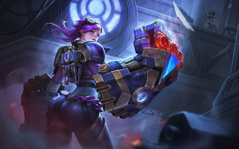 Female Character with Purple Hair — Dramatic, Night, Digital Art, Mechanical Arm