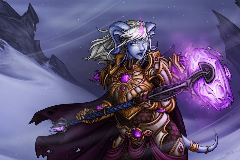 Female Character with Purple Weapon — Dramatic