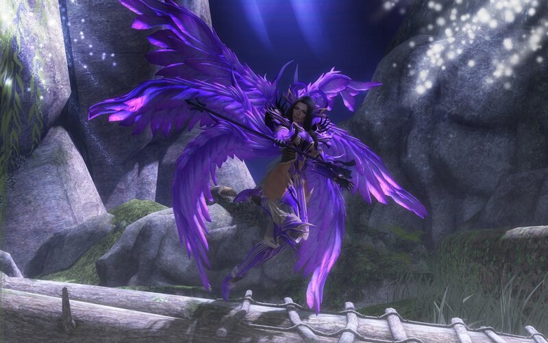Female Character with Purple Wings — Dramatic, Night, 3d Render