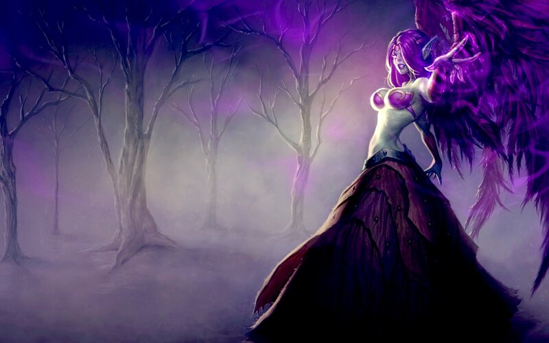 Female Character with Purple Wings — Dramatic, Night, Digital Art