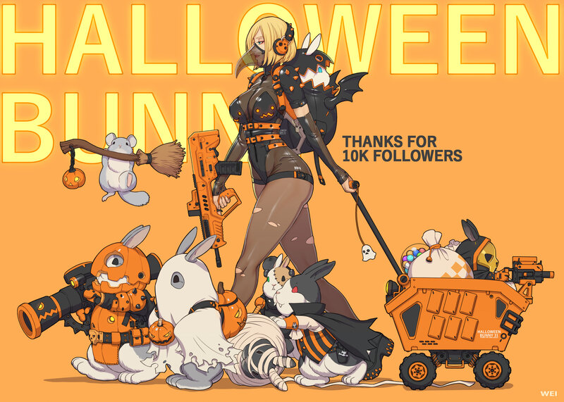 Female Character with Rabbits — Orange