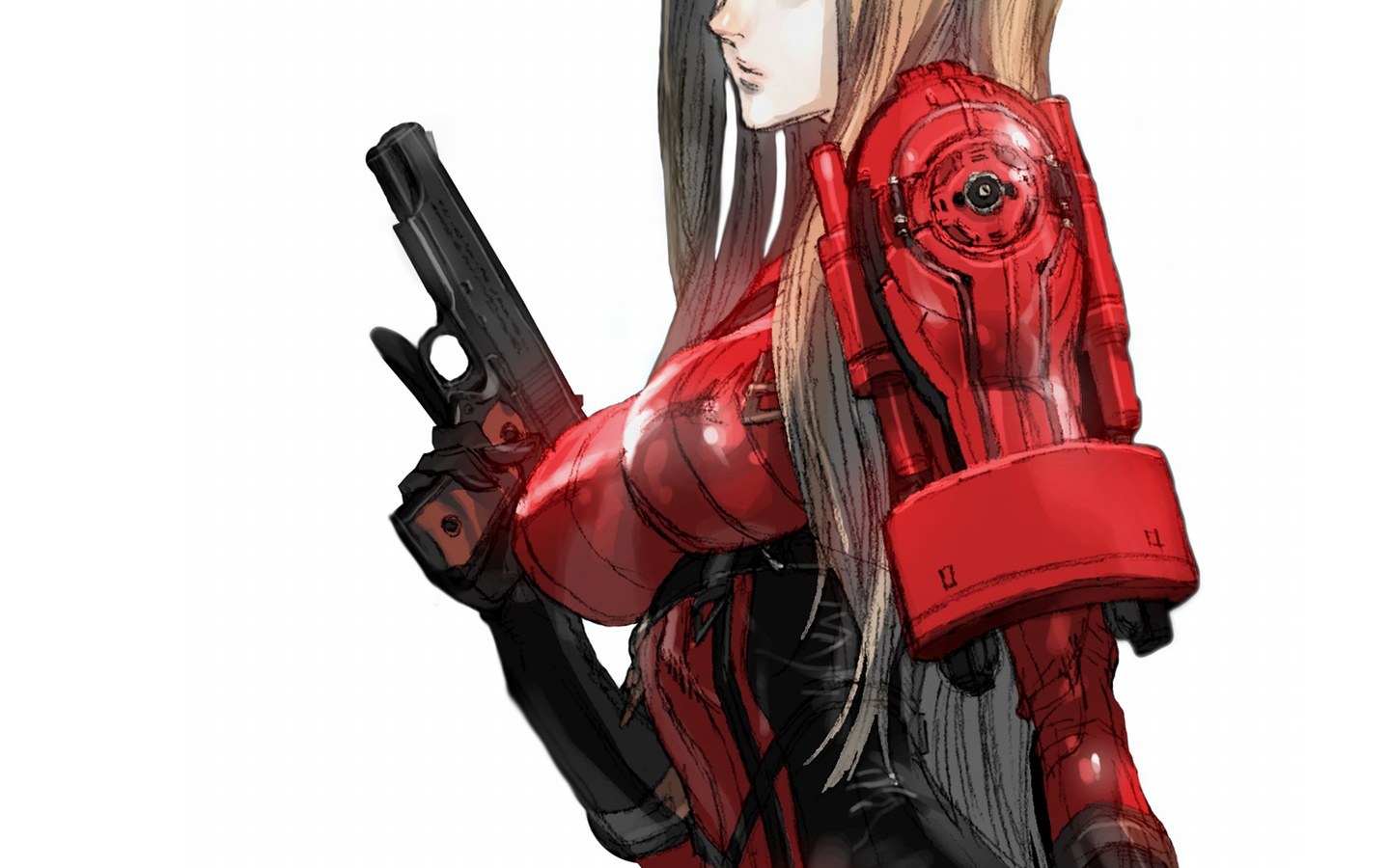 female character with red armor