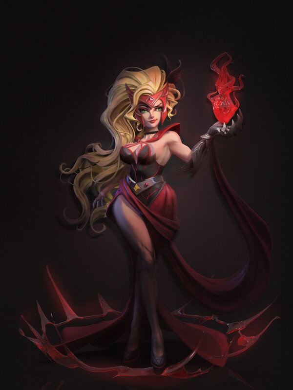 Female Character with Red Energy — Black