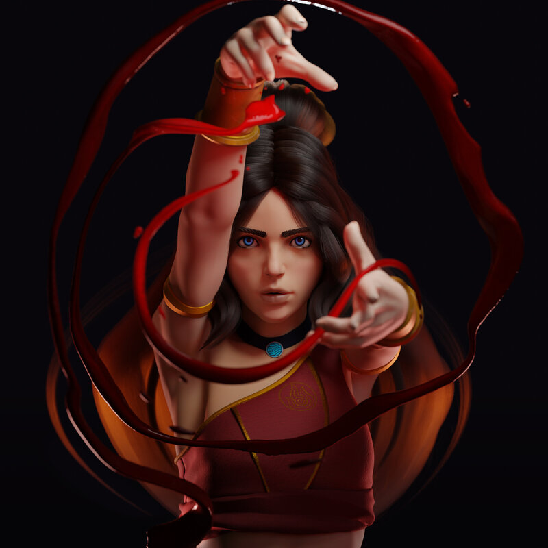 Female Character with Red Energy — Intense