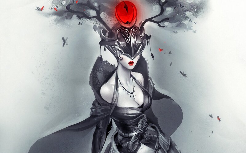Female Character with Red Eye — Black