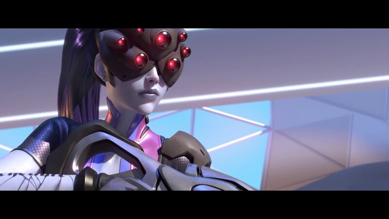 Female Character with Red Eyes — Purple, Serious