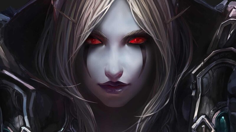 Female Character with Red Eyes — White