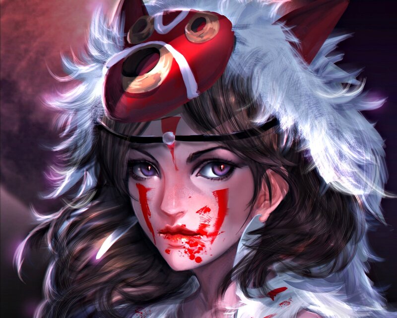 Female Character with Red Face Paint