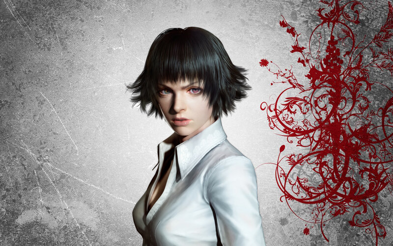 female character with red floral design
